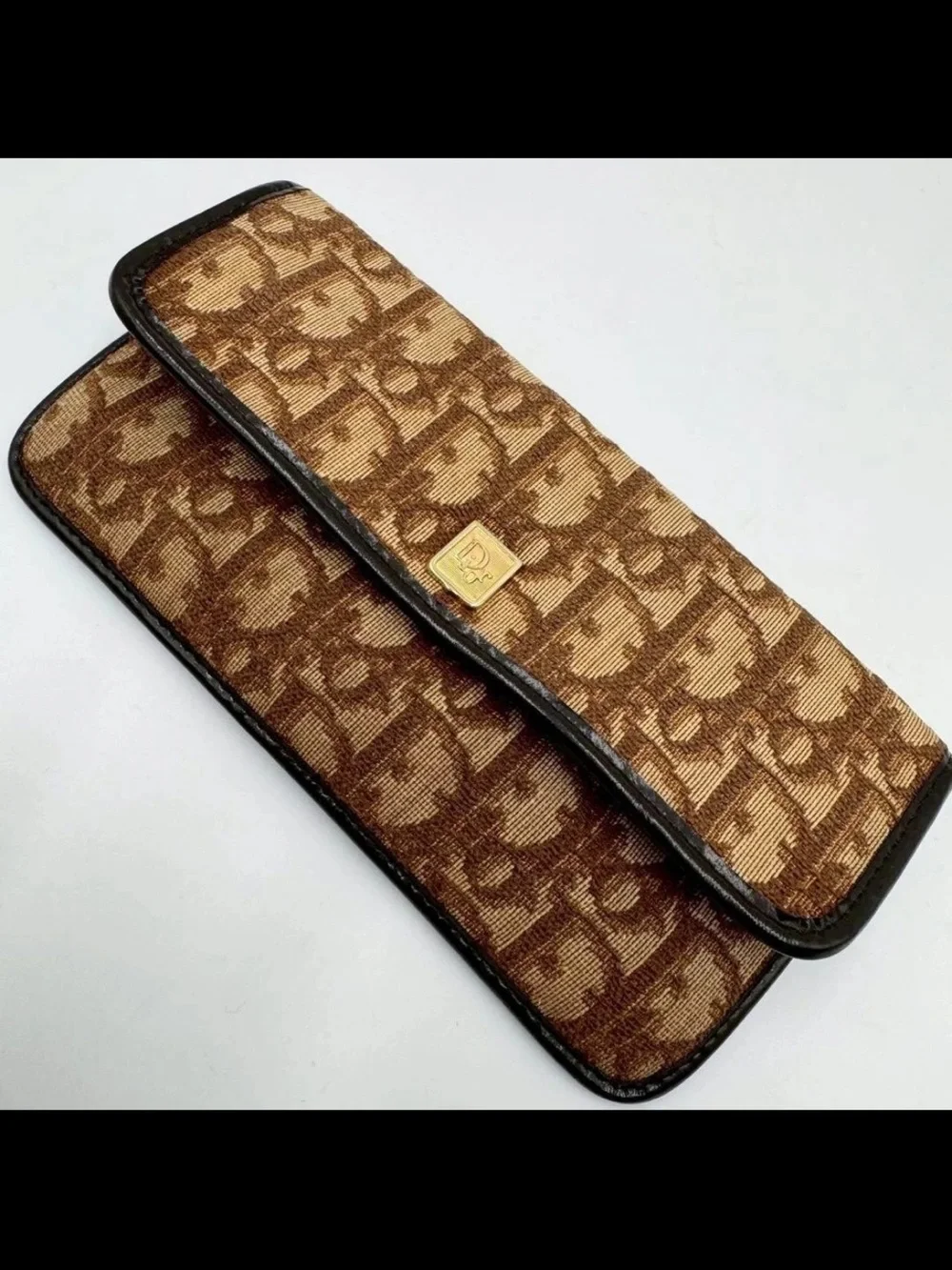 Dior Brown Monogram Jacquard wallet with Gold Accent